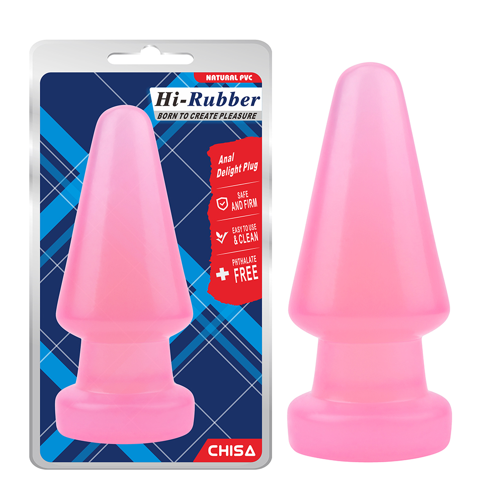 Анальная пробка-конус гигантская, Chisa HI-Rubber розовая, 17 х 7 см (44590), zoom