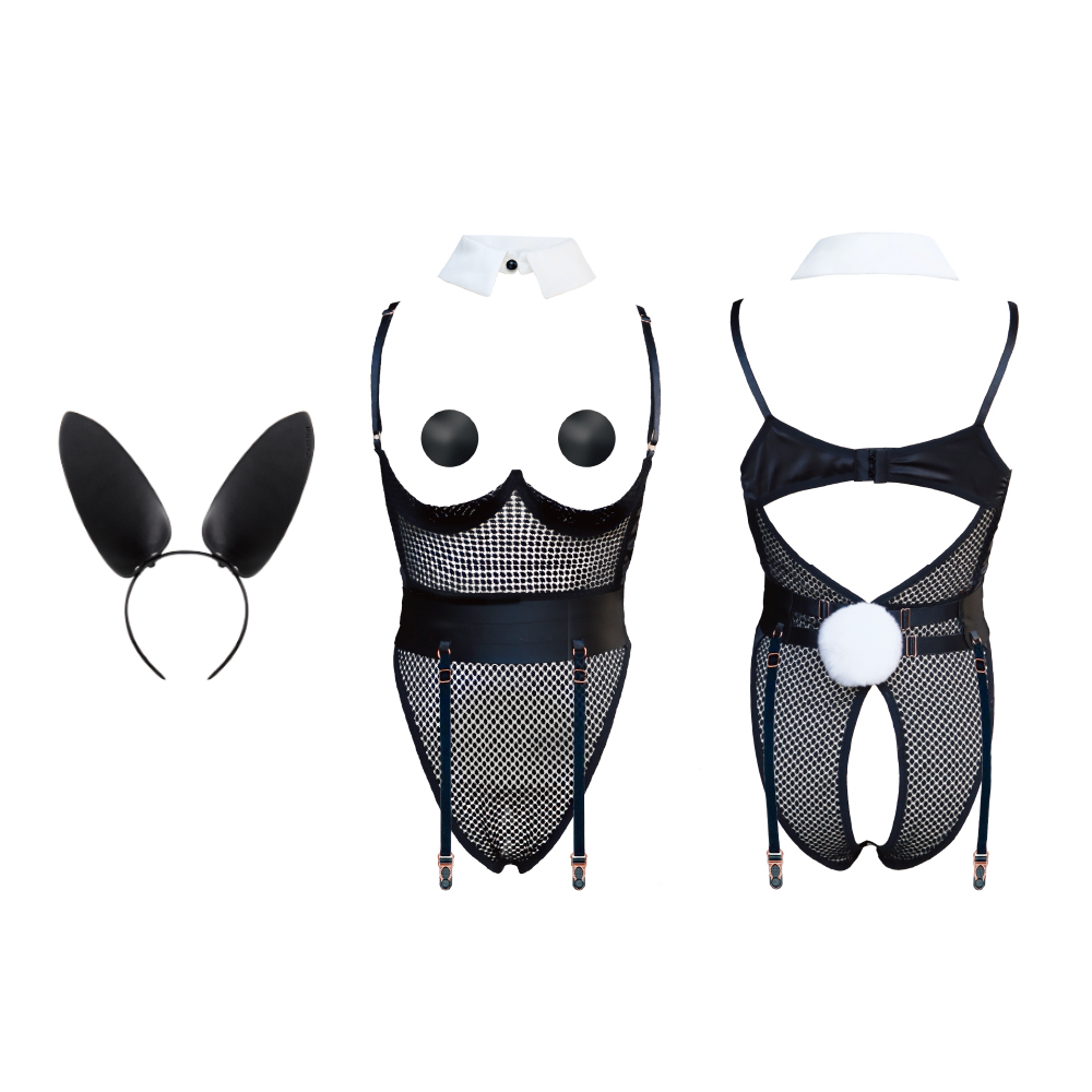 Сексуальный костюм зайки UPKO Bunny Girl Bodysuit с открытой грудью, черный, S (43725), zoom
