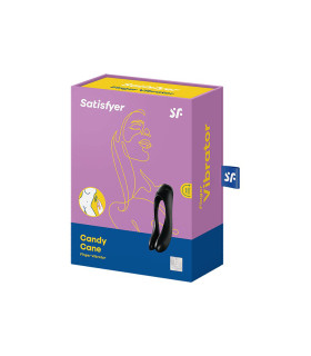 Вибратор на палец Satisfyer Candy Cane с двумя ножками, чёрный, 12 х 3.5 см - No Taboo