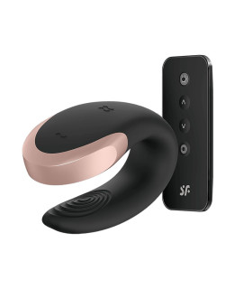 Вибратор для пар Satisfyer Double Love с приложением и пультом, черный, 8.6 х 4.2 см - No Taboo