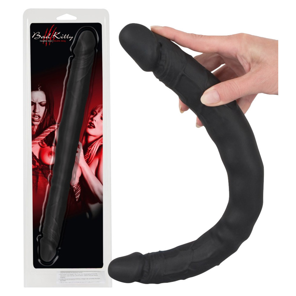 Фалоімітатор двосторонній реалістичний Orion чорний, 40 х 4 см (43937), zoom