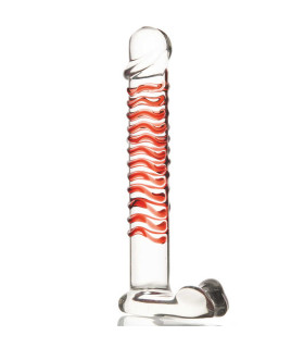 Фалоімітатор реалістичний скляний, прозоро-червоний, 16 х 2.7 см - No Taboo