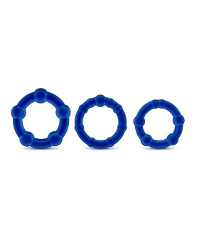Набор эрекционных колец Stay Hard синий, 3 шт - No Taboo