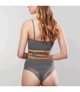 Широкий пояс с наручниками MAZE Bijoux Indiscrets бежевый - No Taboo