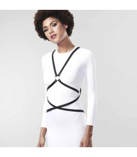 Портупея на грудь с акцентом на талии MAZE Bijoux Indiscrets черная, OS - No Taboo