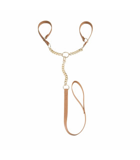 Наручники с поводком MAZE Bijoux Indiscret на цепочке, бежевые - No Taboo