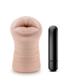 Мастурбатор-рот Blush M for Men Angie с виброкулей, бежевый, 12.9 х 4.3 см - No Taboo