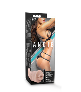 Мастурбатор-рот Blush M for Men Angie с виброкулей, бежевый, 12.9 х 4.3 см - No Taboo