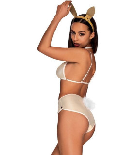 Костюм сексі зайчика Obsessive біло-золотий, S/M - No Taboo