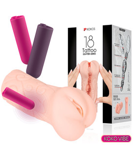 Мастурбатор-вагина с вибрацией, из кибер кожи, Kokos Tattoo - No Taboo