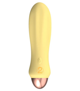 Міні-вібратор із поздовжнім рельєфом Cuties жовтий, 12.6 х 3.4 см - No Taboo