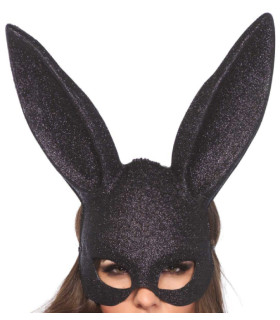 Маска для сексуального костюма зайчика блестящая Leg Avenue черная - No Taboo