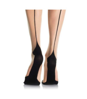 Сексуальные чулки с кубинским каблуком и стрелкой Leg Avenue, бежевые, O/S - No Taboo