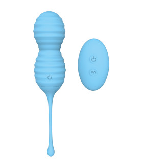 Вагинальные шарики с дистанционными пультом Dream Toys на жесткой сцепке, голубые, 17.3 х 3.7 см - No Taboo