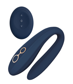 Вібратор для пар Dream Toys з дистанційним пультом, синій, 20 х 2.4 см - No Taboo