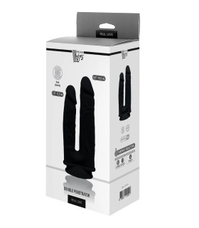 Двойной фаллоимитатор реалистичный Dream Toys Real Love, термоактивный, черный - No Taboo