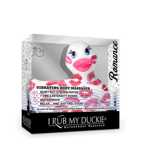 Уточка вибратор I Rub My Duckie белая с розовым узором - No Taboo