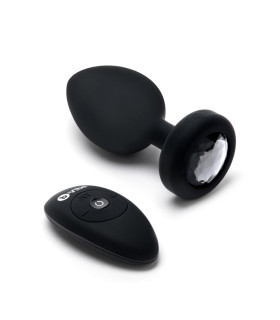 Анальна пробка з каменем з вібрацією XXL B-Vibe з дистанційним пультом керування, чорна, 12.2 х 5 см - No Taboo