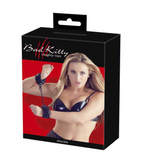 Наручники на пряжці, з ланцюжком, чорні - No Taboo