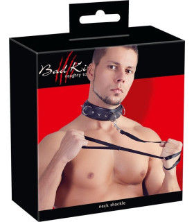 Ошейник из искусственной кожи с поводком, черный - No Taboo