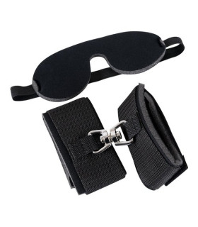 Набор наручники и маска (мягкие), черные - No Taboo