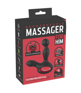 Масажер простати рельєфний з підігрівом та ротацією Orion чорний, 14.5 х 3.3 см - No Taboo