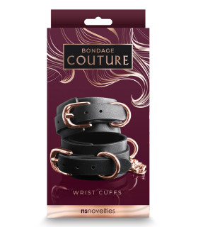 Наручники NS Novelties Bondage Couture с золотистой фурнитурой, черные - No Taboo