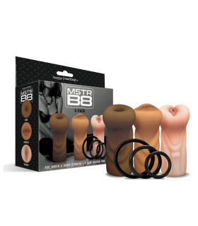 Набір реалістичних мастурбаторів Happy Ending з ерекційними кільцями, 11.4 х 5 см - No Taboo