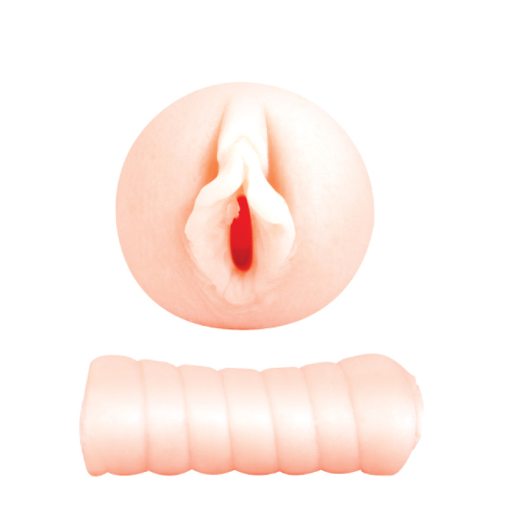 Мастурбатор вагіна реалістичний Dream Toys з рельєфною рукояттю бежевий, 11.5 х 3 см (46009), zoom