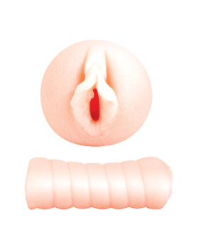 Мастурбатор вагіна реалістичний Dream Toys з рельєфною рукояттю бежевий, 11.5 х 3 см - No Taboo