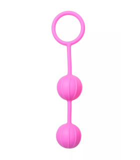 Вагінальні кульки рельєфні Easytoys рожеві, 16 х 3 см - No Taboo
