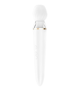Вібратор-мікрофон Satisfyer Double Wand-er з додатком, білий, 27 х 5.5 см - No Taboo