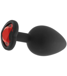 Анальна пробка, L, зі стразою червоного кольору, 4.4 см х 9.5 см - No Taboo