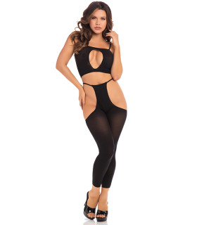 Сексуальный комплект Pink Lipstick с открытыми бедрами, черный, OS - No Taboo