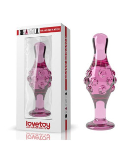Анальная пробка ребристая Lovetoy стеклянная, розовая, 10 х 4 см - No Taboo