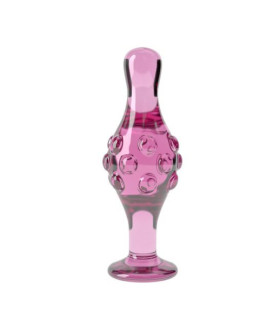 Анальная пробка ребристая Lovetoy стеклянная, розовая, 10 х 4 см - No Taboo
