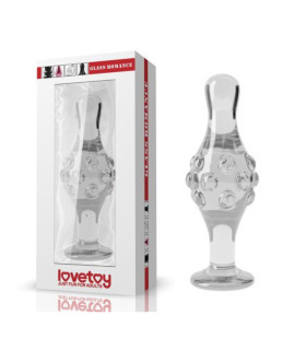 Анальная пробка ребристая Lovetoy стеклянная, прозрачная, 10 х 4 см - No Taboo