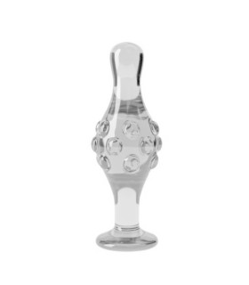 Анальная пробка ребристая Lovetoy стеклянная, прозрачная, 10 х 4 см - No Taboo