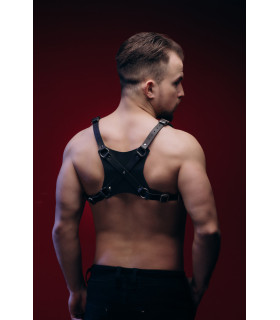 Портупея мужская One Size Р20 Candy Hero на грудь, натуральная кожа, черная - No Taboo