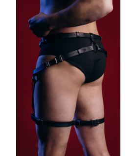 Гартеры мужские One Size MG2 Candy Hero из натуральной кожи, с кольцом, черные - No Taboo