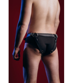 Гартеры-трусы мужские One Size MG5 Candy Hero из натуральной кожи, черные - No Taboo