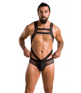 Мужское сексуальное боди Passion Victor, S/M, в мелкую сетку, черное - No Taboo