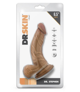 Фаллоимитатор реалистичный на присоске Blush Dr. Skin коричневый, 16.5 х 3.8 см - No Taboo