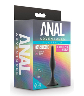Анальная пробка, M, Blush Anal Adventures черная, 10.8 х 2.5 см - No Taboo