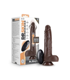 Вибратор реалистичный с фрикциями и ротацией Blush Dr. Skin с присоской, с пультом, коричневый, 22 х 4.4 см - No Taboo