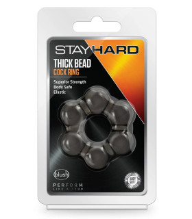 Эрекционное кольцо Blush Stay Hard с бусинами, черное, 5 см - No Taboo