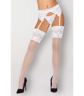 Сексуальные чулки Livia Corsetti Marijsen, L/XL, с кружевной коронкой, под пояс, белые - No Taboo
