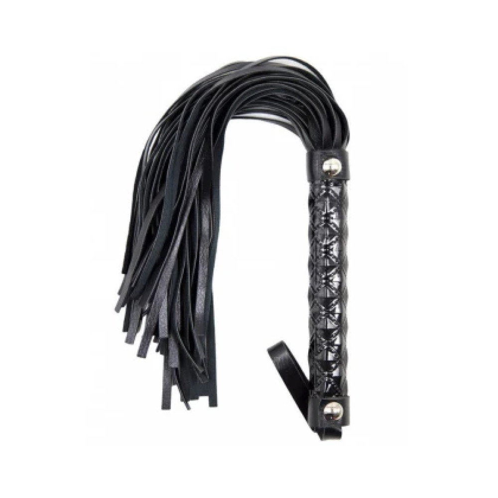 Флогер з рельєфною рукояттю Fetish Flogger black metal чорний, 39 см (204951), zoom