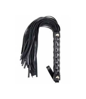 Флогер з рельєфною рукояттю Fetish Flogger black metal чорний, 39 см - No Taboo
