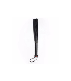 Плеть с заклепками-сердечками Fetish Flogger black with red heart черная, 40 см - No Taboo